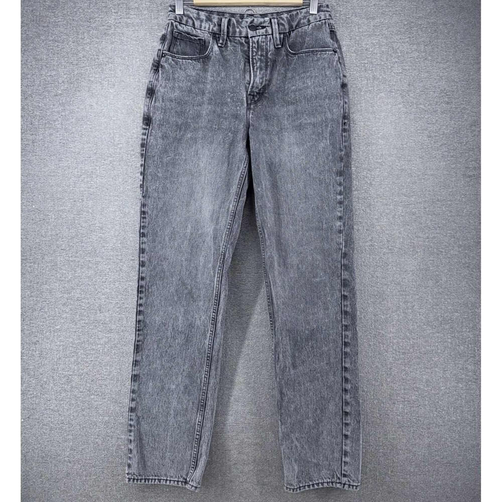 Good America Straight Leg Jeans Women Size 4/27 Black Acid Wash High Rise Casual